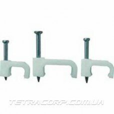 Скоба для плоского кабеля с гвоздем 12мм (100шт) Скоба для плоского кабеля с гвоздем 12мм (100шт)