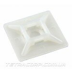 Квадратная самоклеющаяся площадка 19х19 для крепления кабельной стяжки под винт (100шт)