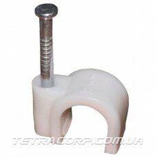 Скоба для круглого кабеля с гвоздем 12мм (100шт) Скоба для круглого кабеля с гвоздем 12мм (100шт)