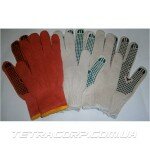 Перчатки ХБ с ПВХ точкой " Люкс" 10класс 3 нити