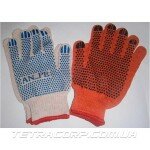 Перчатки ХБ с ПВХ точкой " Люкс" 10класс 4 нити