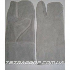 Рукавицы спилковые 3-х палые серые